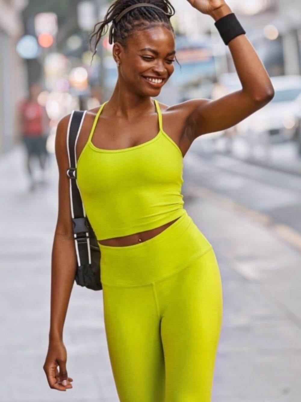 Beyond Yoga set racerback tank & high rise ankle legging lime citron M/S